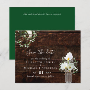 Papier Budget Rustic White Calla Lilies Mariage Date de s