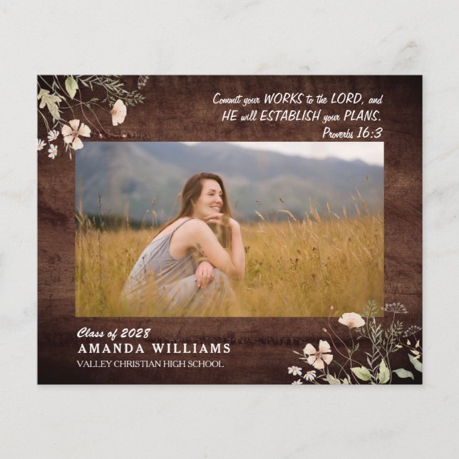 Papier BUDGET Rustic Wood Christian Graduation Verse (Devant)