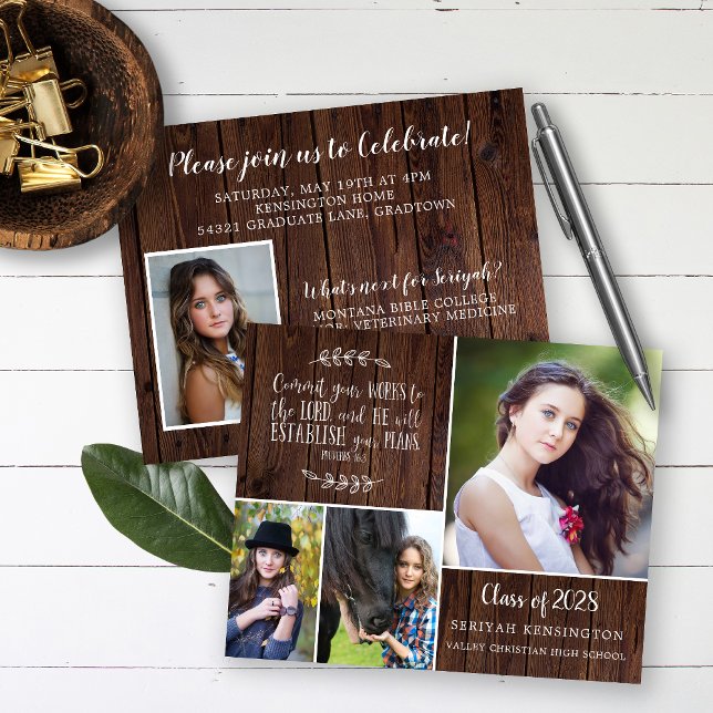 Papier BUDGET Rustic Wood Christian Graduation Verse (Créateur téléchargé)