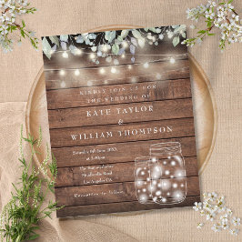 Papier Budget Rustic Wood Lights Mason Jar Mariage Invita