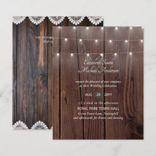 Papier Budget RUSTIC Wood Wedding Invite n Enveloppes