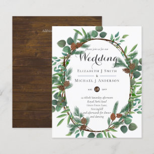 Papier Budget Rustic Woodland Wreath Wedding Invite