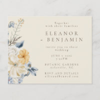 Budget Rustique Bleu Jaune Floral Mariage Inviter
