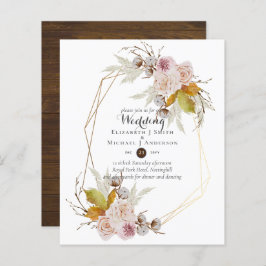 Papier Budget Rustique Blush rose Floral Mariage Invite
