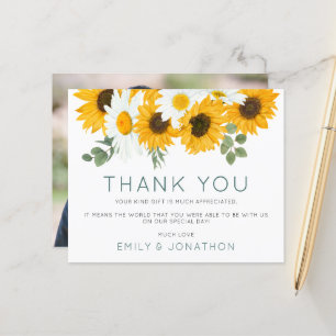 Papier Budget Rustique Boho Sunflower Merci photo