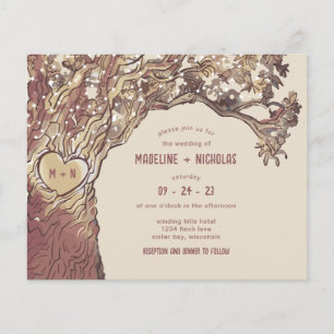 Papier BUDGET Rustique Carved Heart Faire-part de mariage