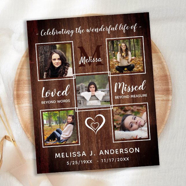 Papier Budget Rustique Célébration De La Vie 5 Mémorial P (Créateur téléchargé)