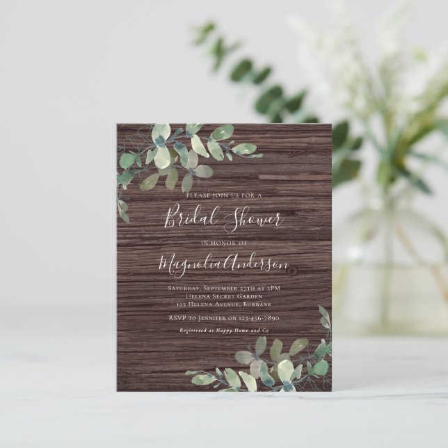 Papier BUDGET Rustique Eucalyptus nuptiale invitation à l (Debout devant)