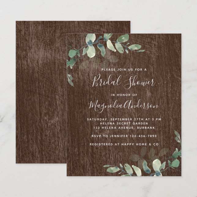 Papier BUDGET Rustique Eucalyptus nuptiale invitation à l (Devant / Derrière)