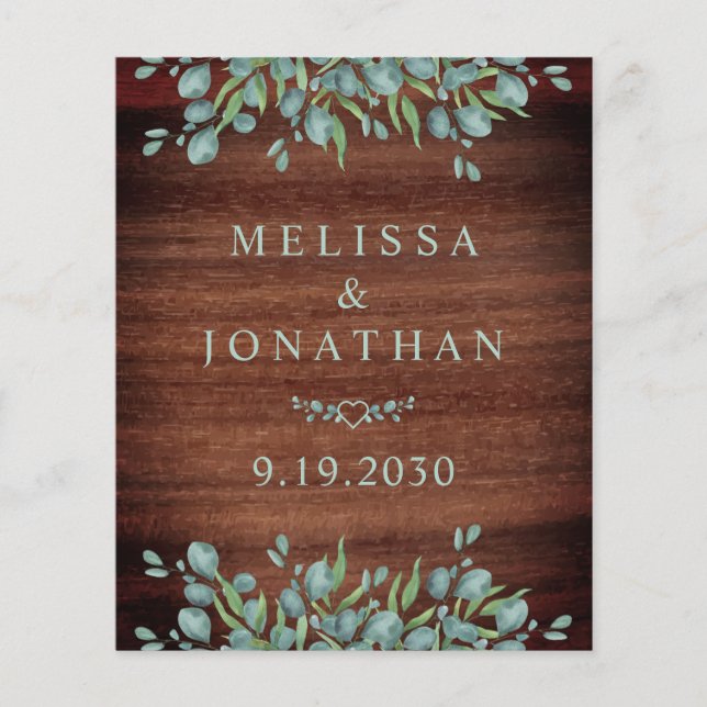 Papier Budget Rustique Eucalyptus QR Code Mariage Invitat (Devant)