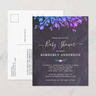 Papier Budget Rustique Eucalyptus violet Baby shower Invi