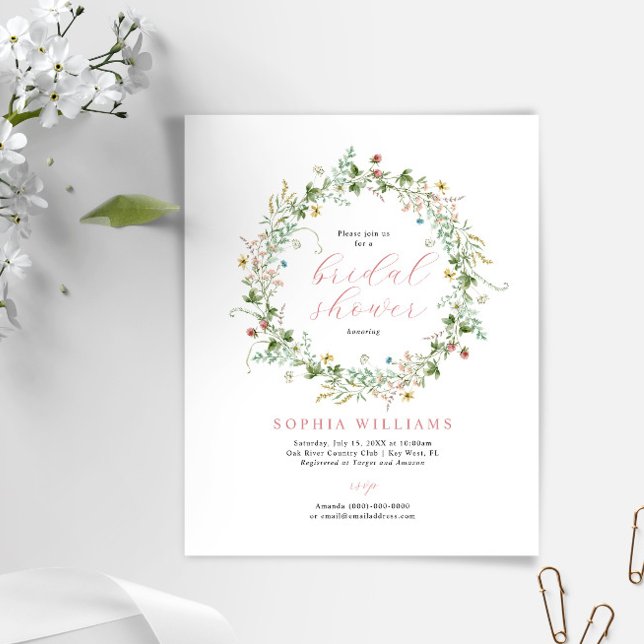 Papier Budget Rustique Fleur sauvage nuptiale Invitation  (Créateur téléchargé)