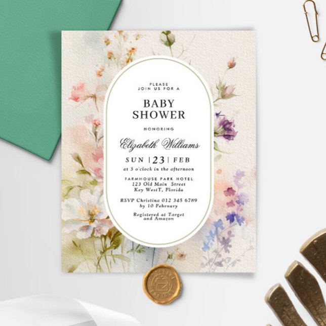 Papier Budget Rustique Fleurs sauvages Baby shower Invita (Créateur téléchargé)
