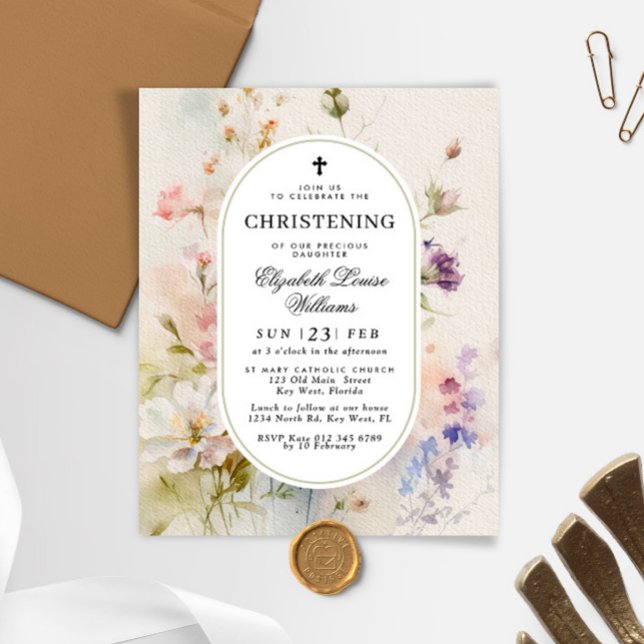 Papier Budget Rustique Fleurs sauvages Christening Invita (Créateur téléchargé)