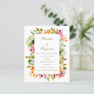 Papier Budget Rustique Floral Mariage QR Code Invitation