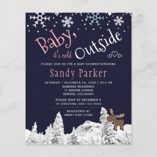 Papier Budget rustique hiver fille baby shower invitation