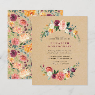 Papier Budget Rustique Kraft Floral Wreath Fête des marié