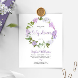 Papier Budget Rustique Lilac Fleurs Baby shower Invitatio