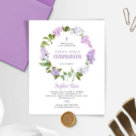 Papier Budget Rustique Lilac Première communion Invitatio