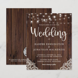 Papier Budget Rustique Lumières dentelle de bois Mariage 
