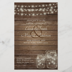 Papier Budget Rustique Lumières Mason Jars Mariage en boi