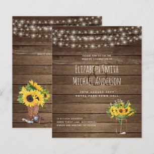 Papier Budget Rustique Lumières Mason Jars Sunflower Mari