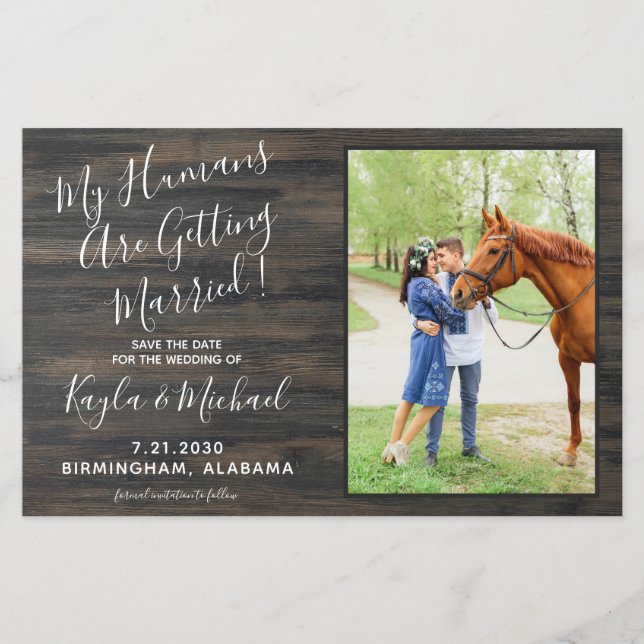 Papier Budget Rustique Mariage Animal Cheval Save The Dat (Devant)