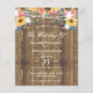 Papier Budget Rustique Mariage de tournesol & lumières en