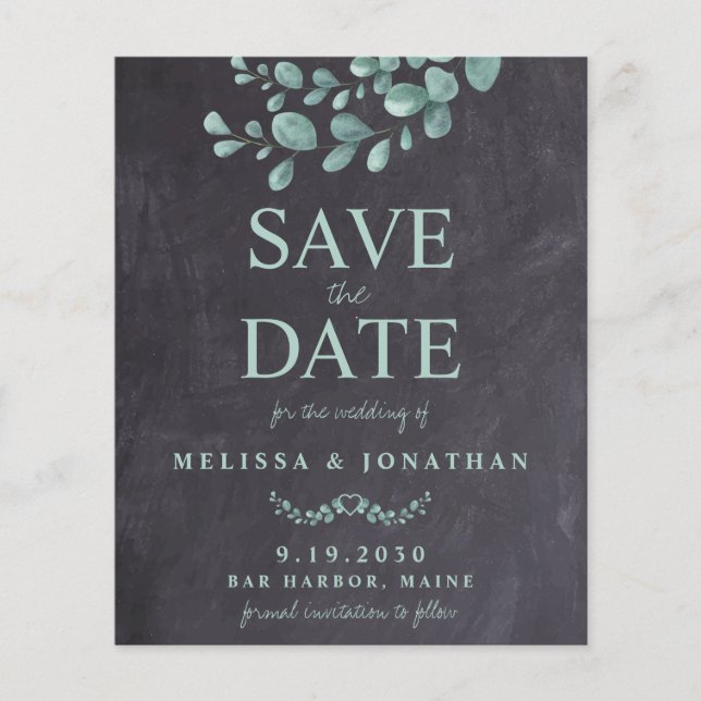 Papier Budget Rustique Mariage Eucalyptus Enregistrer La  (Devant)
