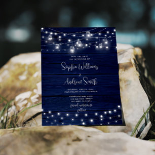 Papier Budget Rustique Marine Bois Mason Jarres SAVE DATE