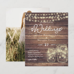 Papier BUDGET Rustique Mason Jar Lumières MARIAGE en bois