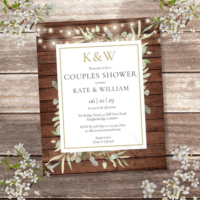 Papier Budget Rustique Monogramme Couples Invitation de d (Budget Rustic Monogram Couples Shower Invite)
