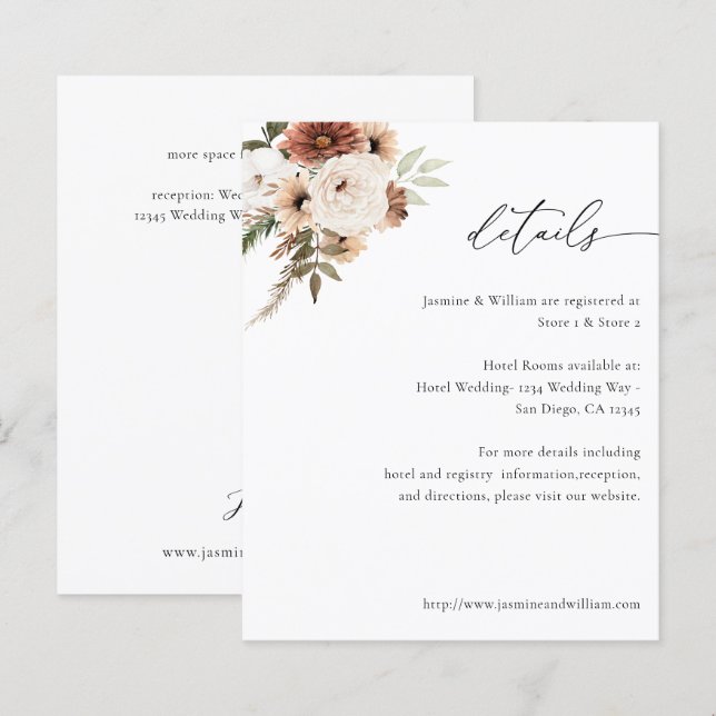 Papier Budget Rustique Neutre Boho Détails Floral S2 (Devant / Derrière)