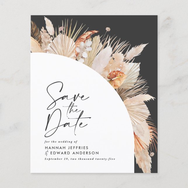 Papier budget rustique pampas herbe mariage enregistrer l (Devant)