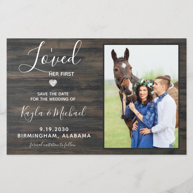 Papier Budget Rustique Photo Cheval Mariage Enregistrer L (Devant)