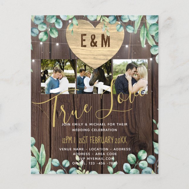 Papier Budget Rustique Photo Collage de verdure Mariage I (Devant)