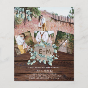 Papier Budget Rustique Photo EUCALYPTUS Invitations de ma