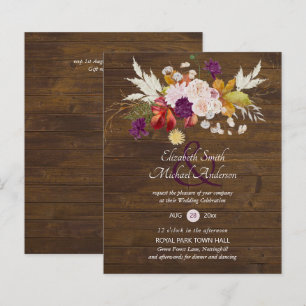 Papier Budget Rustique Plum Blooms Ginger Wedding Invite