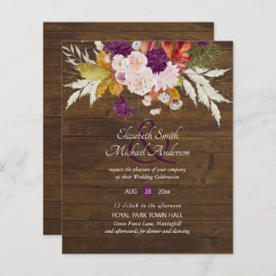 Papier Budget Rustique Plum Blooms Ginger Wedding Invite