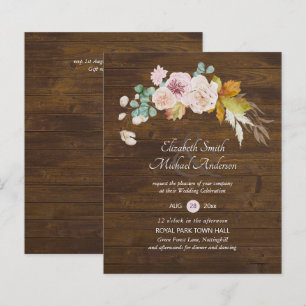 Papier Budget Rustique Plum Blooms Ginger Wedding Invite