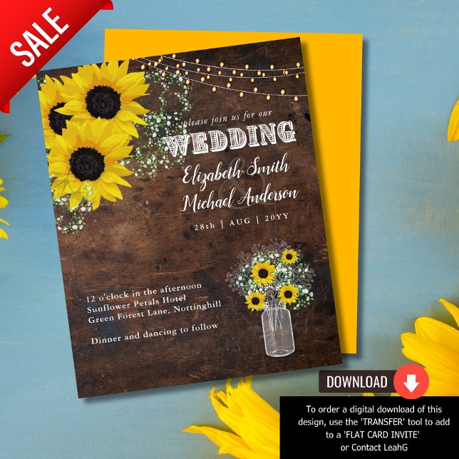 Papier BUDGET Rustique Tournesol Gypsohila Mariage Invita (Créateur téléchargé)