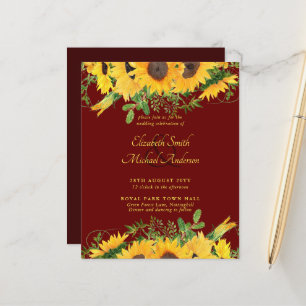 Papier BUDGET Rustique Tournesol Thème Mariage Invitation