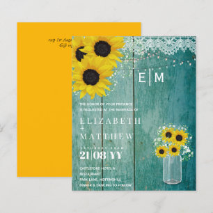 Papier BUDGET Rustique Tournesols Gypsophila Mariage Invi