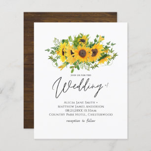 Papier Budget Rustique Tournesols Mariage Sud