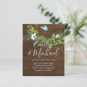 Papier Budget Rustique Woodland Green Wedding Invite