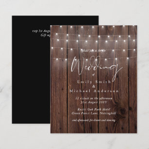 Papier BUDGET Rustique Woodland Lumières Mariage Invite