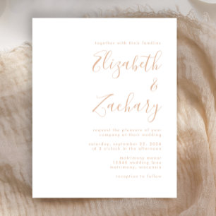 Papier Budget Sable Beige moderne Script Faire-part de ma