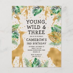 Papier Budget Safari 3e anniversaire Green Ecru Invitatio