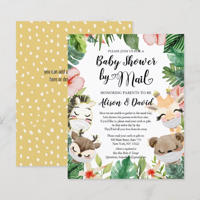 Papier Budget Safari Anima Baby shower Par Mail Invitatio (Devant / Derrière)
