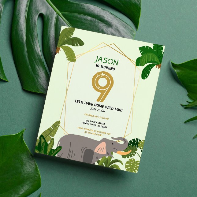 Papier Budget Safari Animal Elephant Anniversaire Invitat (Créateur téléchargé)
